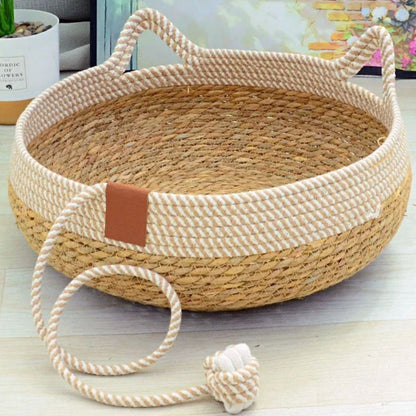 Panier d’Été en Rotin pour Chat de 0 à 3 kg - Confort et Fraîcheur