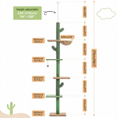 5-stöckiger vertikaler Kaktus-Kratzbaum