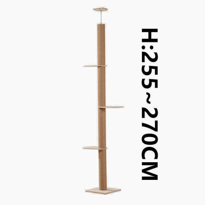 Floor-to-ceiling adjustable sisal cat tree