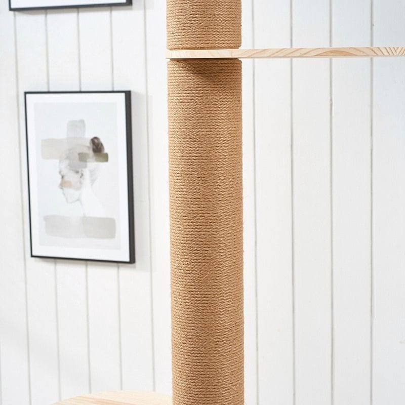 Floor-to-ceiling adjustable sisal cat tree