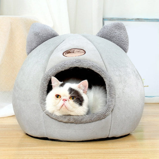 Panier doux et confortable pour chat gris