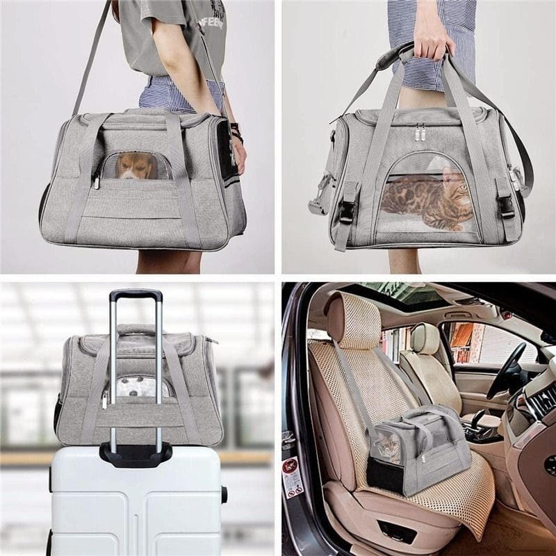 Gray cat travel bag