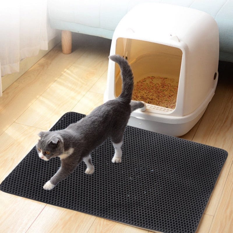 Tapis de litière pour chat alvéolé et imperméable