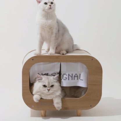 Kabine, modernes Katzenhaus aus Holz